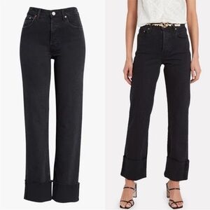 Trave Berit Relaxed Jeans Sz 28 Straight Cuffed Night Fever Buttonfly Casual